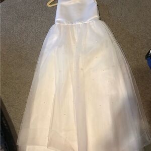 David's Bridal White Formal Kids Dress